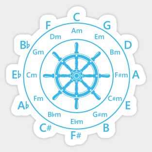 Circle of Fifths Ship Steering Wheel Cool Blue Sticker